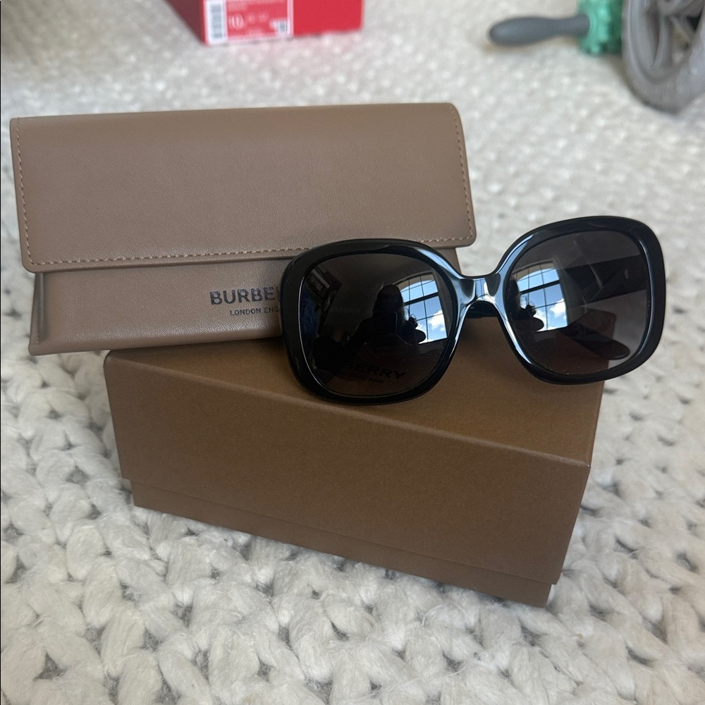 Burberry Black Oversized Square Women's Sunglasses with Brown Case